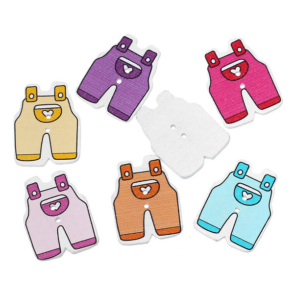 10 Pcs Baby Trousers Wood Buttons Scrapbooking Baby Shower Decorations Assort...