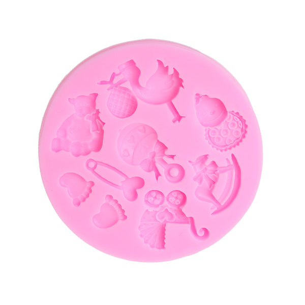 Sexy Sparkles Food Grade Silicone Fondant Cake Sugarcraft Clay Baby Shower Mold (Baby Feet Pink)