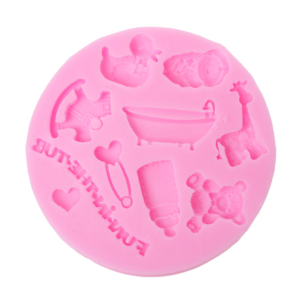 Sexy Sparkles Food Grade Silicone Fondant Cake Sugarcraft Clay Baby Shower Mold (Fun in the tub Pink)