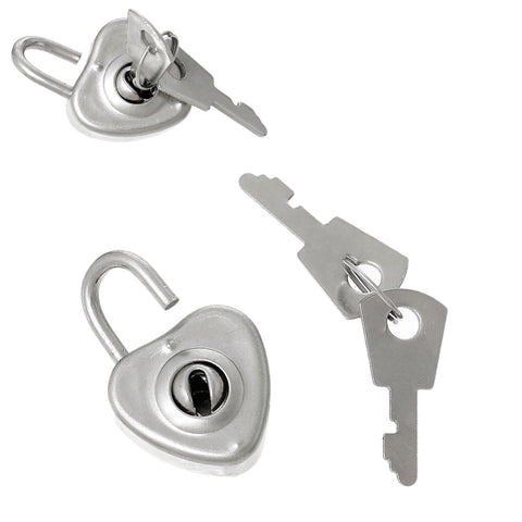 Jewelry Box Heart Lock with 2 Keys Silver Tone Set of 2(1-2/8" x 7/8") [Home] - Sexy Sparkles Fashion Jewelry - 2
