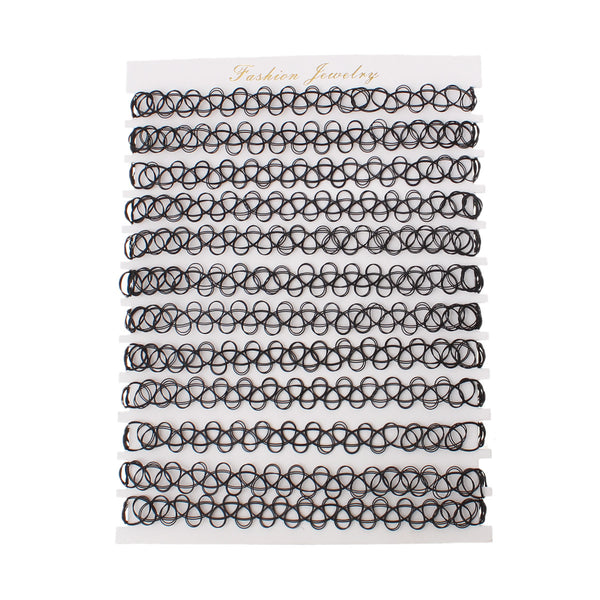 Sheet (approx. 12pcs) Black Nylon Tattoo Strech Choker Necklace Gothic 20cm x 9.5cm
