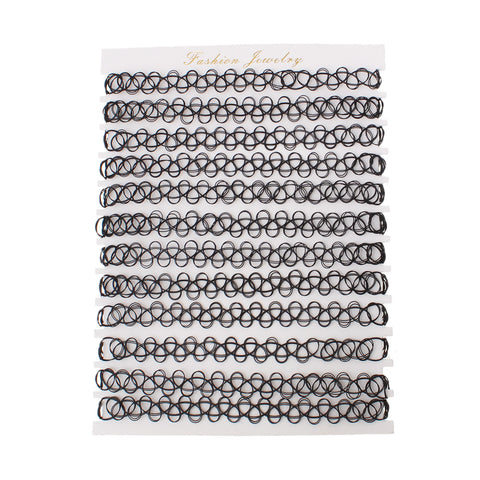Sheet (approx. 12pcs) Black Nylon Tattoo Strech Choker Necklace Gothic 20cm x 9.5cm - Sexy Sparkles Fashion Jewelry - 1
