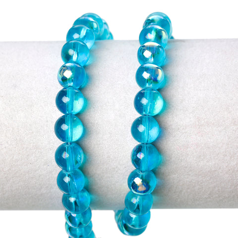 Sexy Sparkles 2 Strand Round Glass Loose Beads AB Colors 8mm approx. 104pcs/strand (Blue AB)