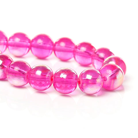Sexy Sparkles 2 Strand Round Glass Loose Beads AB Colors 8mm approx. 104pcs/strand (Fuchsia AB)