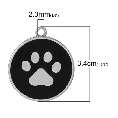 Black Dog Paw Print Charm Pendant for Necklace - Sexy Sparkles Fashion Jewelry