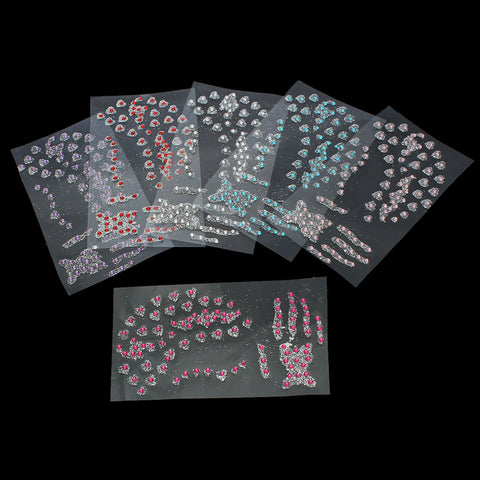 Sexy Sparkles Glitter Shimmer Temporary Tattoo Sticker Body Art Heart with Rhinestones 1 Sheet (Purple)