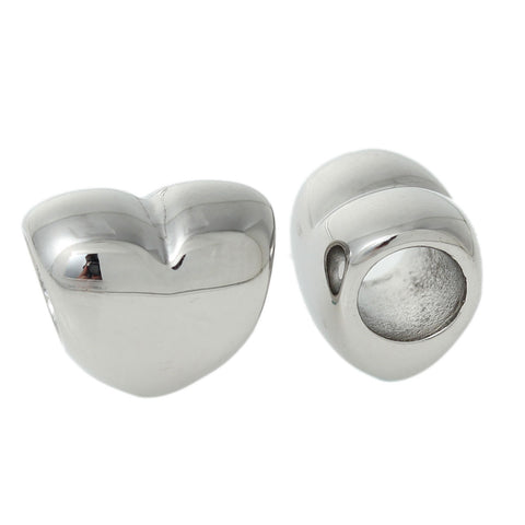 304 Stainless Steel Heart Love Valentines Day Charm Bead for Snake Chain Charm Bracelets - Sexy Sparkles Fashion Jewelry - 3
