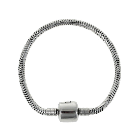 17cm(6 6/8") Stainless Steel European Snake Chain Charm Bracelet Snap Clasp - Sexy Sparkles Fashion Jewelry