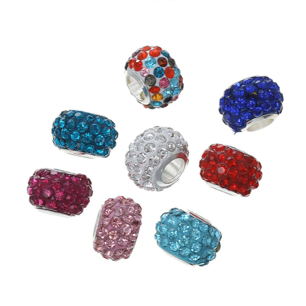 5 Polymer Clay Rhinestones European Charm Beads for European Snake Chain Charm Bracelet(Colors Chosen At Radom)