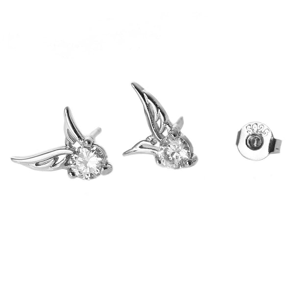 Ear Stud Earrings Angel Wing with Clear Rhinestone - Sexy Sparkles Fashion Jewelry - 1