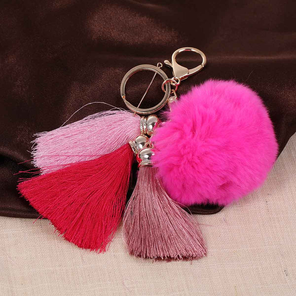 Sexy Sparkles New Fashion Key Chains Key Rings Lobster Clasp Gold Plated Pompom Ball Pendant With Rayon Tassel - Sexy Sparkles Fashion Jewelry - 1