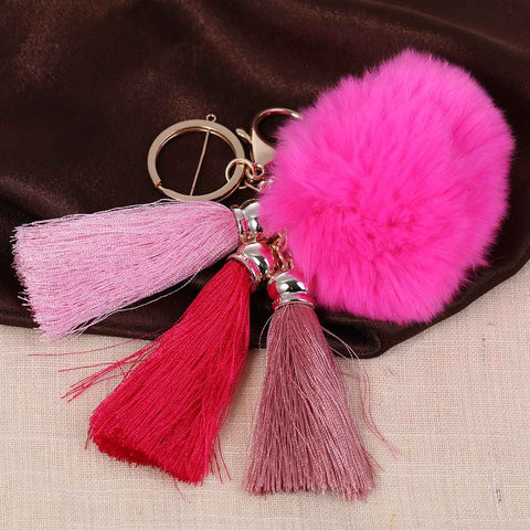 Sexy Sparkles New Fashion Key Chains Key Rings Lobster Clasp Gold Plated Pompom Ball Pendant With Rayon Tassel - Sexy Sparkles Fashion Jewelry - 3