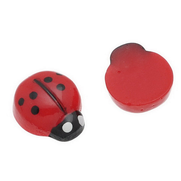 10 Pcs Ladybug Embellishment Findings Red Black Dots 12.5mm - Sexy Sparkles Fashion Jewelry - 1
