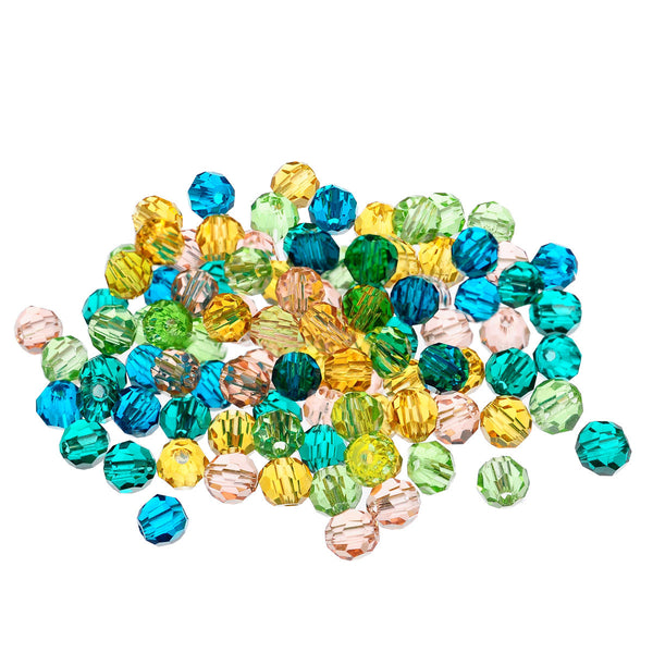 Sexy Sparkles 100 Pcs Round Acrylic Crystal Spacer Beads Assorted Colors 4mm