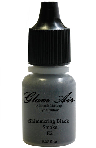 Glam Air Airbrush Set of Two (2) s-E2 Shimmering Black Smoke & E13Hushed Grey Water-based 0.25 Fl. Oz. Bottles of Eyeshadow shimmering black smoke/hushed grey - Sexy Sparkles Fashion Jewelry - 2