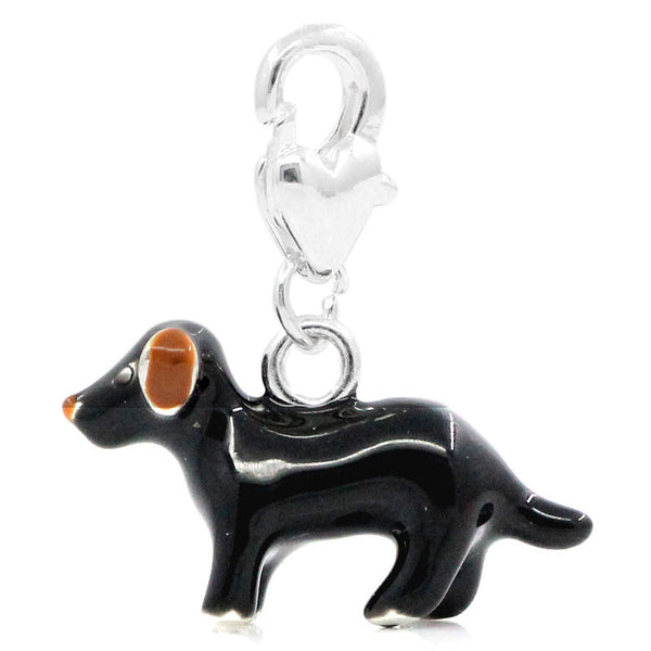 Clip on Black Labrador Dog Charm Dangle Pendant for European Clip on Charm Jewelry w/ Lobster Clasp - Sexy Sparkles Fashion Jewelry