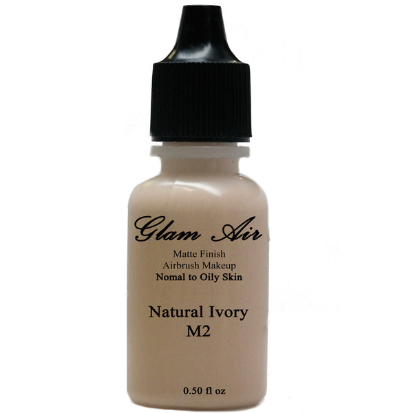 Airbrush Makeup Foundation Matte Finish M2 Natural Ivory Water-based Makeup Lasting All Day 0.50 Oz Bottle By Glam Air