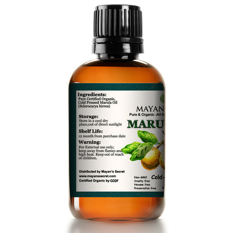 Marula Oil USDA Certified Organic, Virgin, cold pressing, Unrefined Luxury Oil for Face, Body, Lips, Hair, Nails, Shampoo, Conditioner, Lotion, Face Serum