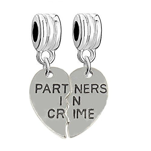 2pc Partners in Crime Broken Heart Charm Bead for European Snake Chain Charm Bracelet - Sexy Sparkles Fashion Jewelry
