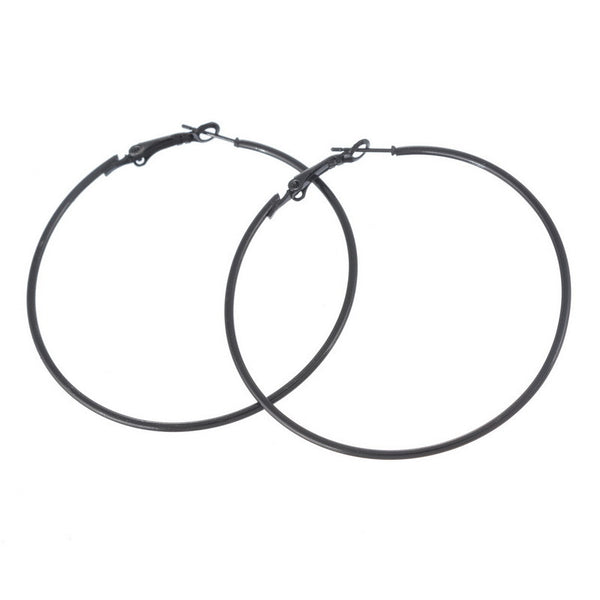 Black Hoop Earrings for Women Teen Girls (2 4/8")