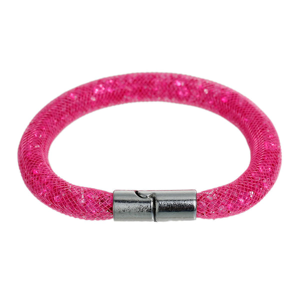 Shiny Rhinestone Crystal Stardust Mesh Magnetic Wrap Bangle Bracelet - Sexy Sparkles Fashion Jewelry - 1