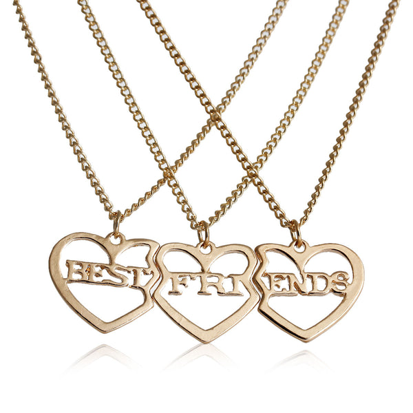 (3 PCs/Set) Gold Tone Broken Heart Friendship BFF Pendant " BEST FRIENDS "20 5/8" long - Sexy Sparkles Fashion Jewelry