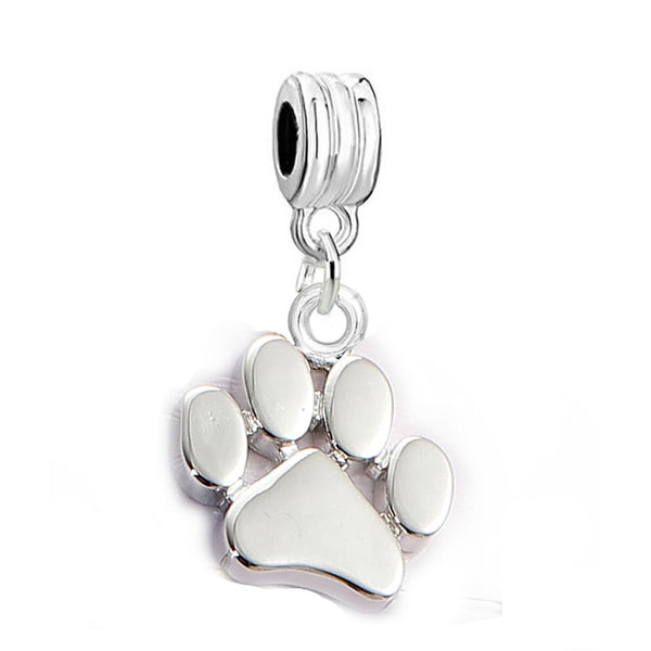 Sexy Sparkles Dog Paw Dangling Charm Spacer for European Bracelets