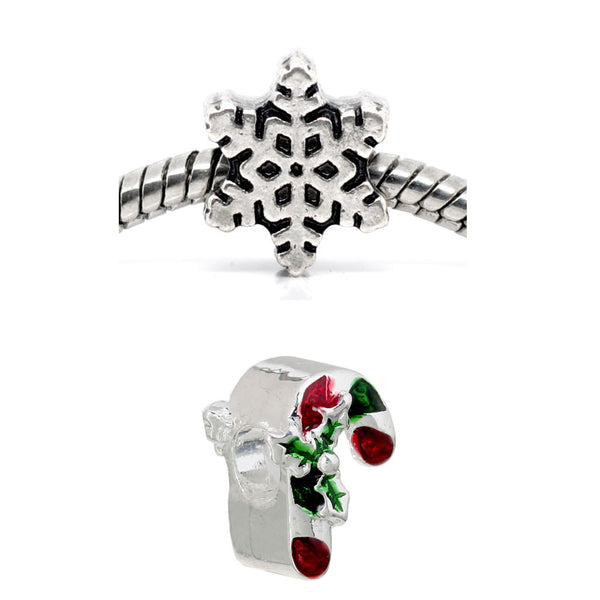 Set of 2 Merry Christmas charms Fits all Major Brand European Bracelets - Sexy Sparkles Fashion Jewelry - 1