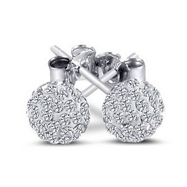 Sterling Silver 6mm each 925 Crystal CZ 2 Carat Total Weight Stud Earrings. - Sexy Sparkles Fashion Jewelry