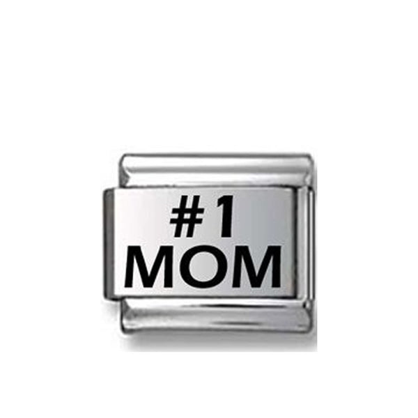 " #1 MOM" Best Mom Laser Italian Link Bracelet Charm