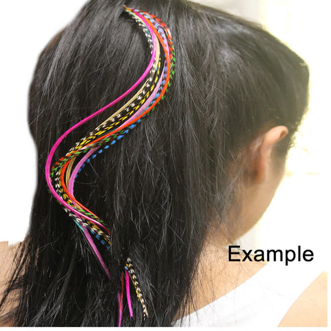 Feather Hair Extensions, 100% Real Rooster Feathers,20 Long Pink & Purple mix W/Beads and Loop Tool Kit
