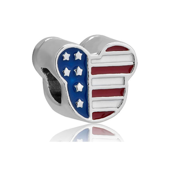 Mickey Mouse USA Flag charm european compatible spacer bead