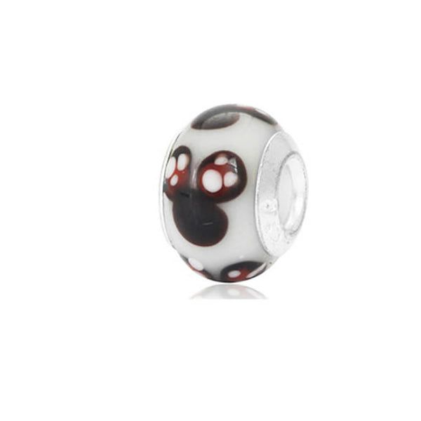 Minnie Mouse on Glass Charm European Compatible Spacer Bead