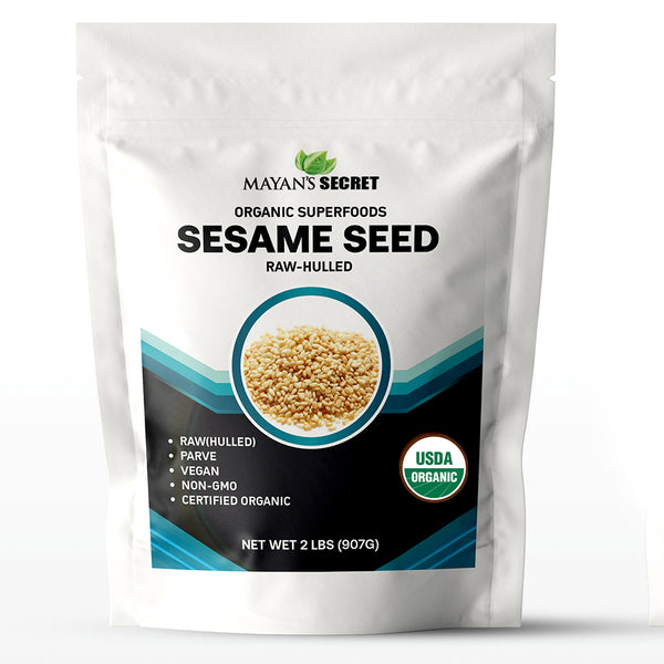 Mayan's Secret Certified Organic hulled Sesame Seeds, 2 Lbs - Gluten Free, Raw, Keto Friendly
