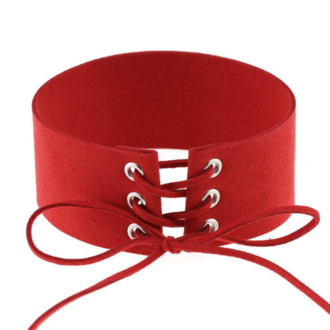 Sexy Sparkles Red Velvet Corset Choker Necklace for Women Girls Gothic Choker Bolo Tie Chokers