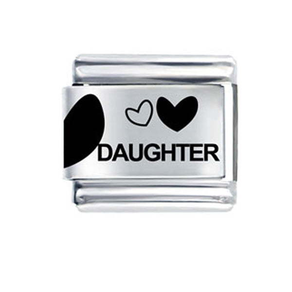 Love Daughter with Hearts Italian Bracelet Charm - Sexy Sparkles Fashion Jewelry - 1