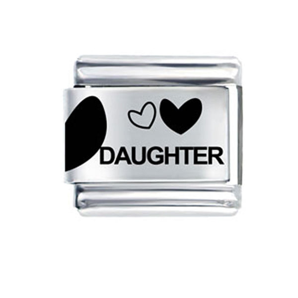 Love Daughter with Hearts Italian Bracelet Charm