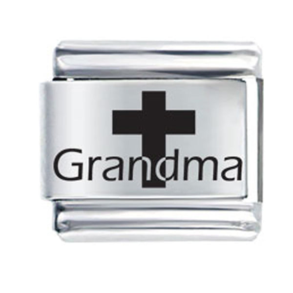 Religious Cross Grandma Italian Link Charm for Italian Bracelets