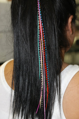 Sexy Sparkles Feather Hair Extensions, 100% Real Rooster Feathers, Long Rainbow Colors, 20 Feathers with Beads and Loop Tool Kit - Sexy Sparkles Fashion Jewelry - 4