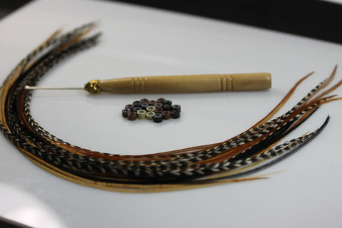 Sexy Sparkles Feather Hair Extensions, 100% Real Rooster Feathers, Long Natural Colors, 20 Feathers with Beads and Loop Tool Kit - Sexy Sparkles Fashion Jewelry - 2
