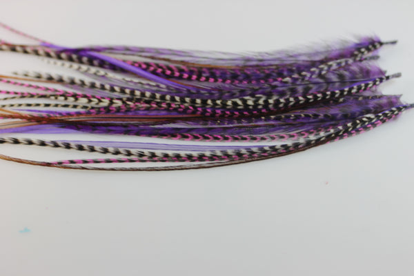 Feather Hair Extensions Five Purple & Violet 4''-6 Mix with Natural Browns Quality Salon Feathers for Hair Extension! - Sexy Sparkles Fashion Jewelry - 1