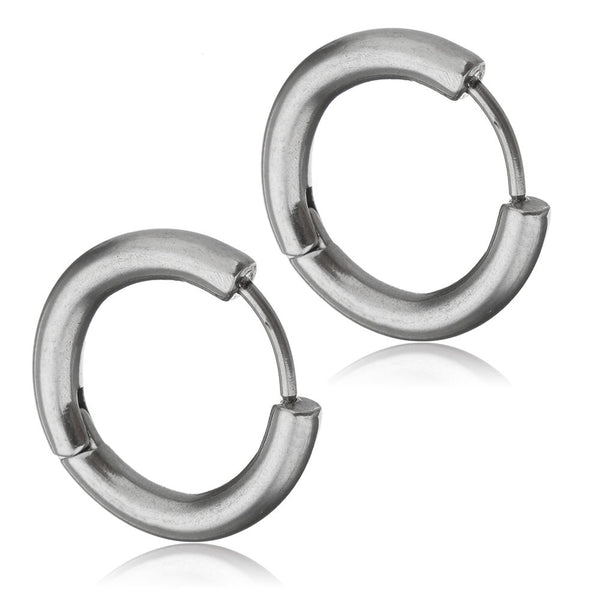 SEXY SPARKLES SS 1Pair Silver-Plated Stainless Steel Mens Womens Hoop Earrings Cartilage Lip Piercing Nose Hoop Hypoallergenic 12mm
