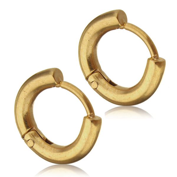 SEXY SPARKLES SS 1Pair Gold-Plated Stainless Steel Mens Womens Hoop Earrings Cartilage Lip Piercing Nose Hoop Hypoallergenic 12mm
