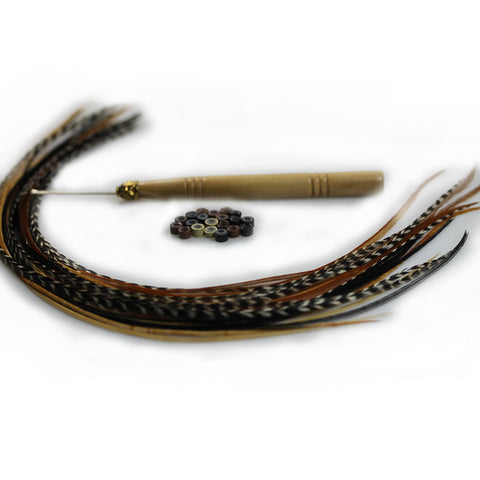 Feather Hair Extensions, 100% Real Rooster Feathers, Long Natural Colors, 20 Feathers with Beads and Loop Tool Kit - Sexy Sparkles Fashion Jewelry - 2