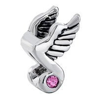 Angel Wings Music Note W/pink  Crystal Charm European Bead Compatible for Most European Snake Chain Bracelet - Sexy Sparkles Fashion Jewelry - 2