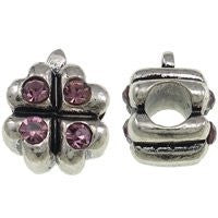 Four Leaf Clover with Amethyst Crytals Charm European Bead Compatible for Most European Snake Chain Bracelet - Sexy Sparkles Fashion Jewelry - 2