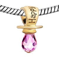 Happy Birthday Baby Pacifier Charm For Most European Snake Chain Bracelet - Sexy Sparkles Fashion Jewelry - 3