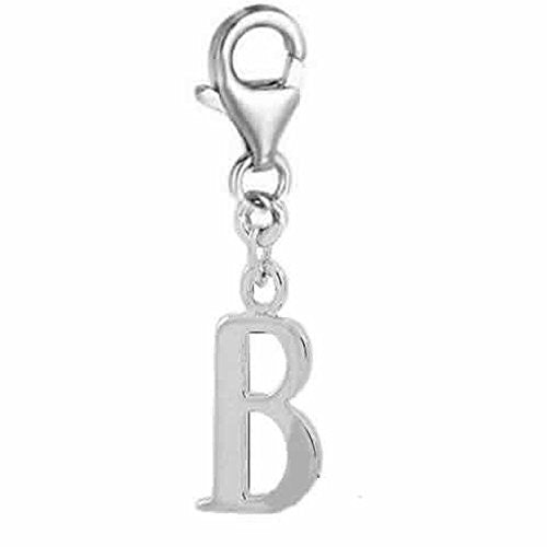 Dangling Letter B Clip on Pendant Charm for Bracelet or Necklace - Sexy Sparkles Fashion Jewelry - 1