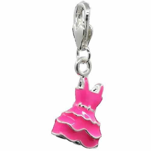 Pink Dress Clip on Pendant for European Charm Jewelry w/ Lobster Clasp - Sexy Sparkles Fashion Jewelry - 5