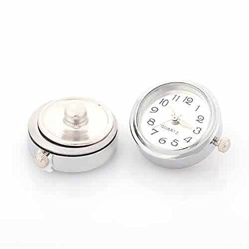 White Snap Watch Charm Cross Chunk Snap Jewelry Button Round Silver Tone Fit Chunk Bracelets